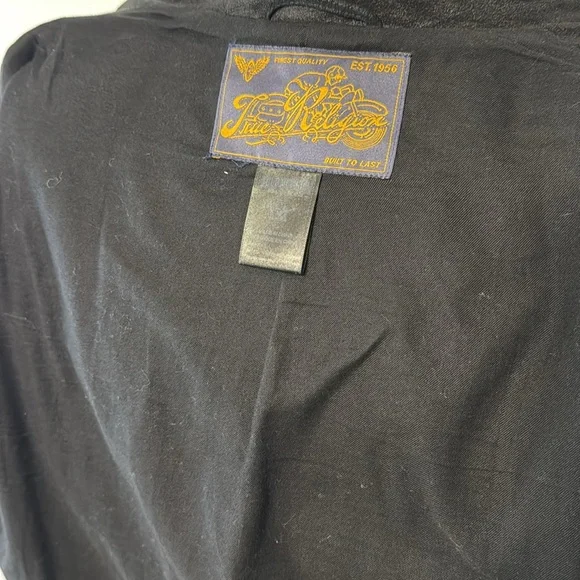 True Religion Goat Skin Leather Jacket Vintage Black - Picture 2 of 5